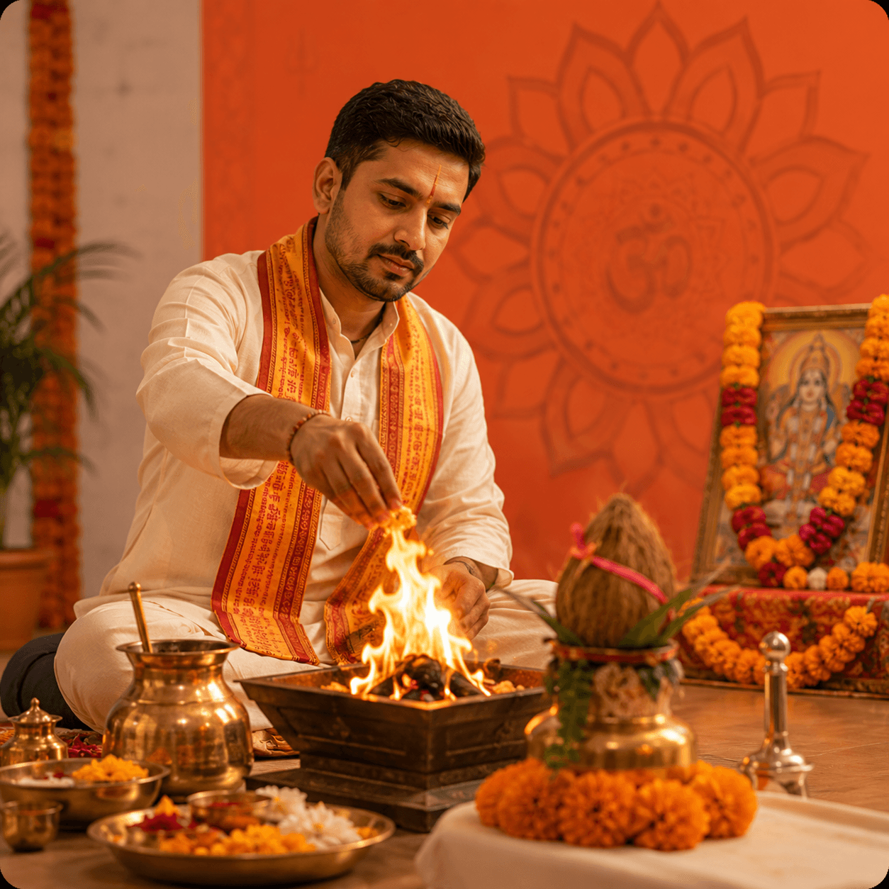 Pandit performing puja