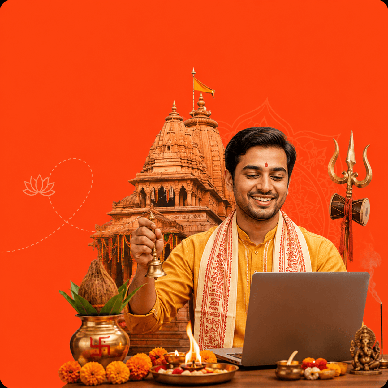 Puja samagri and sacred texts